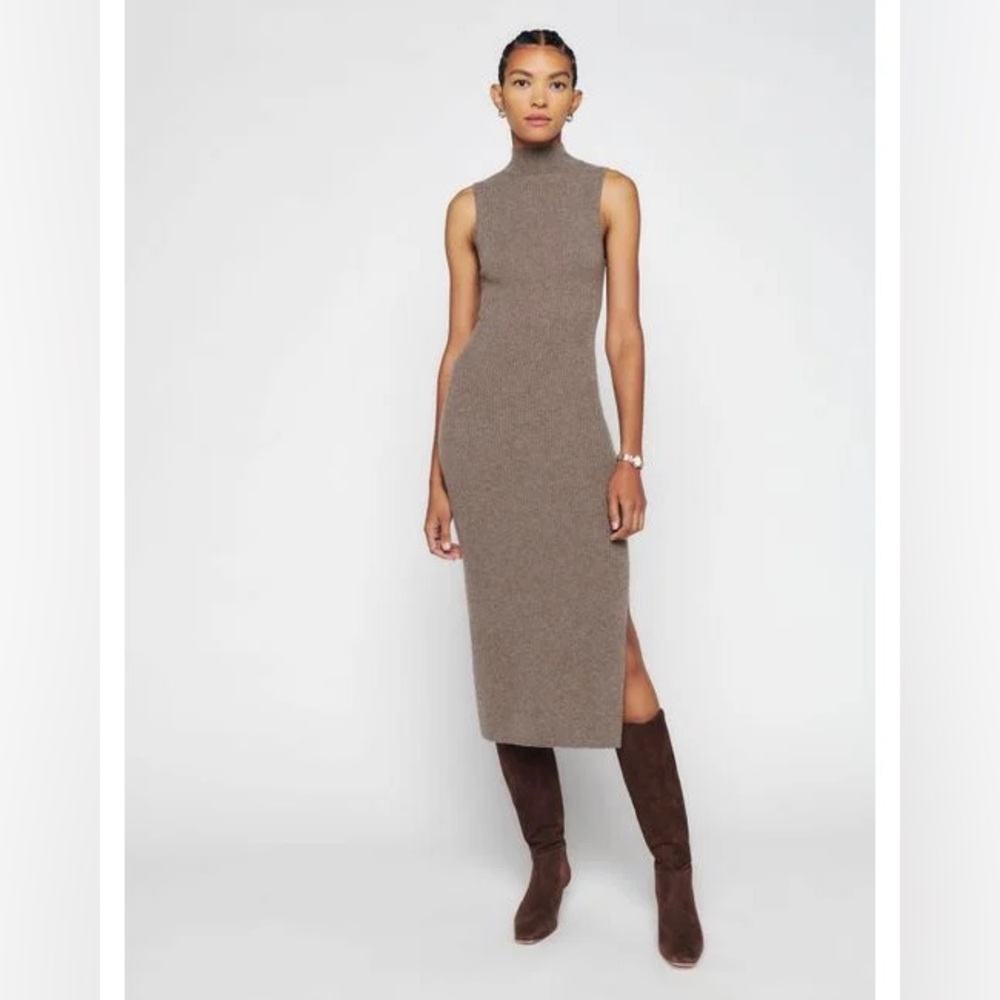 Reformation Ida Cashmere Sleeveless Sweater Dress Brown Size Extra Small